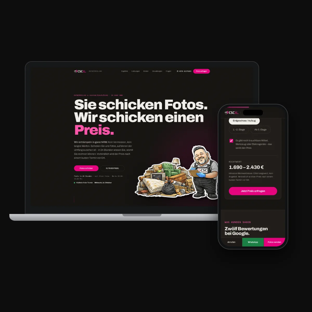 Website eines Entrümpelungsbetriebs in NRW