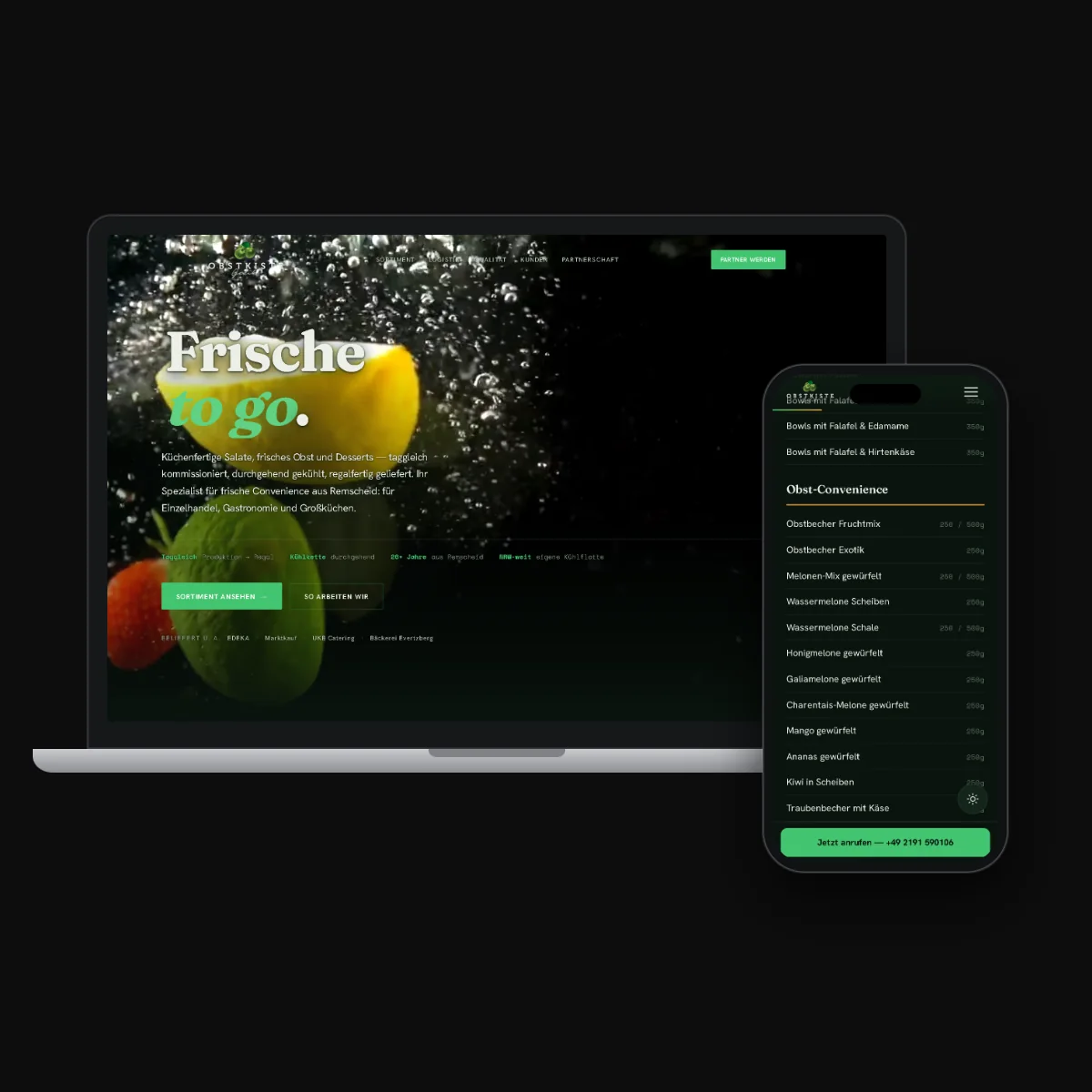 Website eines Herstellers frischer Convenience aus Remscheid